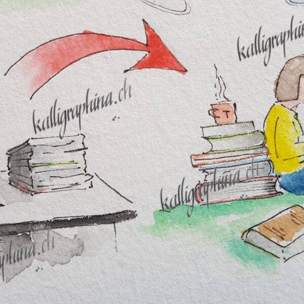 ...die den Aktenberg gegen einen Bücherstapel tauschen kann.