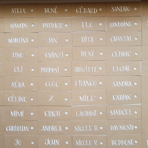 Geschenk-Etiketten in Arbeit