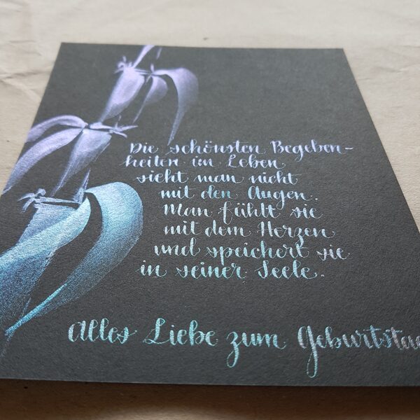Gratulationskarte mit changierender Tinte