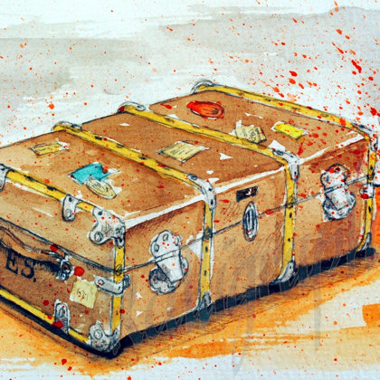 Ancienne valise de voyage - étude