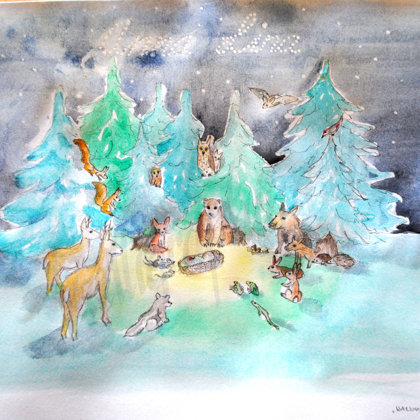 Conception carte de naissance "Conte de fées de la forêt"