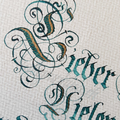 Thank you card made of watercolour and gold pigmented ink