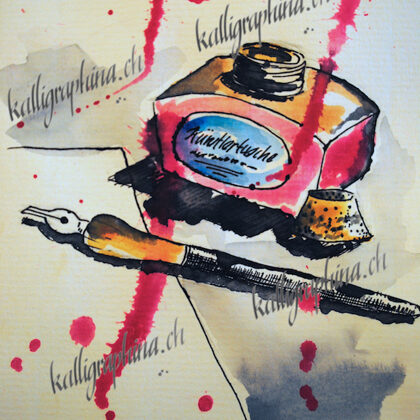 Dankeskarte für Federhalter