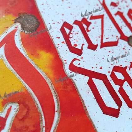 Dankeskarte (Gothik) Aquarellfarbe und Gold