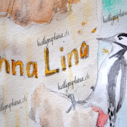 Design Birth Card "Woodpecker"