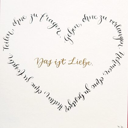 Saying in shape of a heart for a wedding card