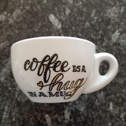 L - coffee is a hug in a mug