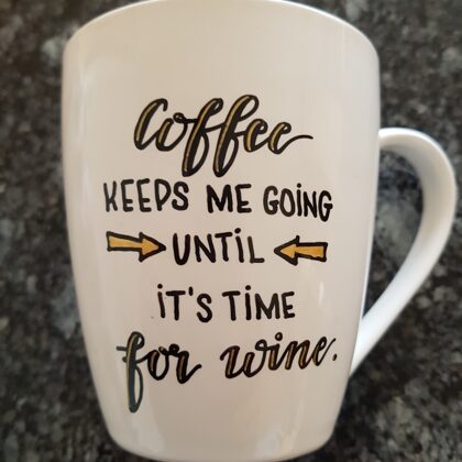 XL - Coffee keeps me going until it's time for wine.