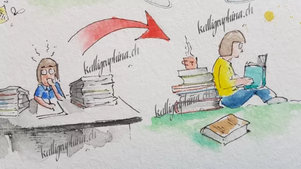 ...die den Aktenberg gegen einen Bücherstapel tauschen kann.