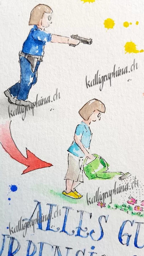 Detail einer Karte zur Pensionierung für eine Polizistin...