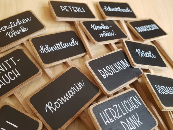 Kräuterbeschriftung oder ein Dankeschön - Holzstecker für den Pflanzentopf