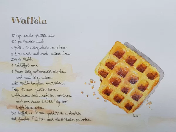 Illustriertes Waffelrezept
