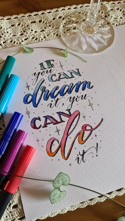 Handlettering mit Farbverlauf