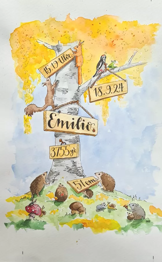 Geburtskarte "Emilio" (siehe Beitrag unter Neues & Vergangenes)