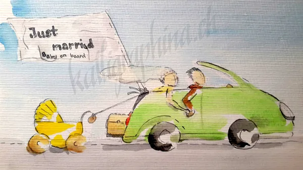 Congratulation card for wedding and newborn baby
