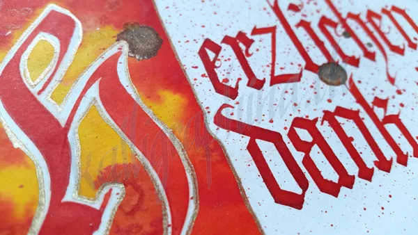 Thank you card made of ink, watercolour and gold pigmented ink