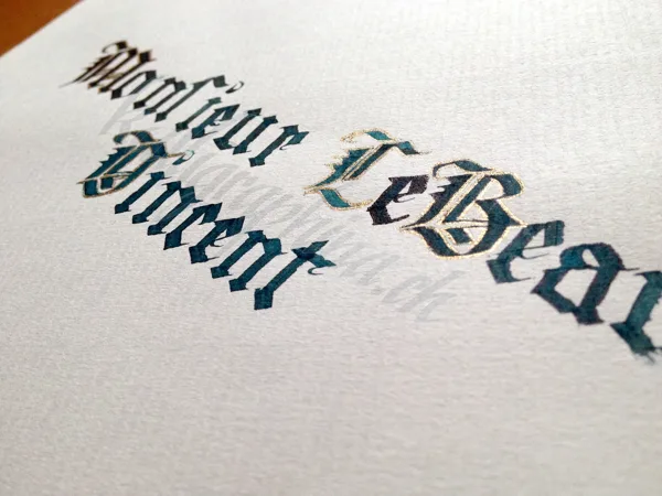 Invitation card made of ink, with golden borders