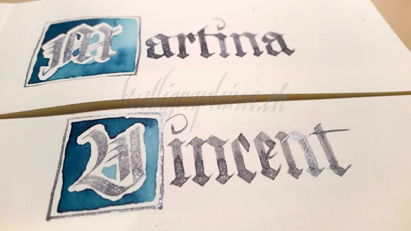 Cards for Secret Santa, watercolour and silver pigmented ink