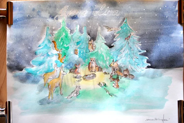 Conception of a birth announcement card "forest fairy tale"