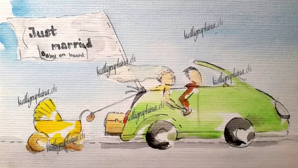 Gratulationskarte zu Hochzeit und Geburt