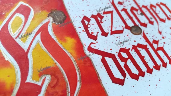Dankeskarte (Gothik) Aquarellfarbe und Gold