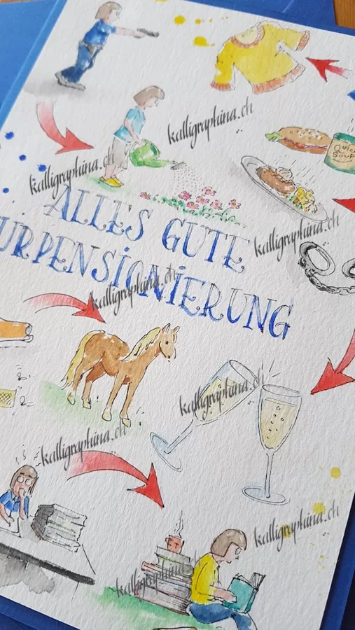 Karte zur Pensionierung einer Polizistin