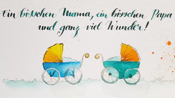 Gratulationskarte zur Geburt von Zwillingen