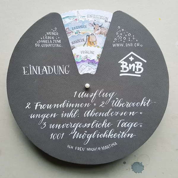 Einladung in Form eines Wunschrades