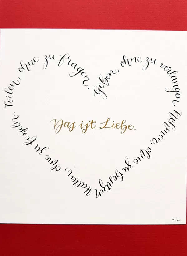 Hochzeitskarte - Spruch in Form eines Herzens