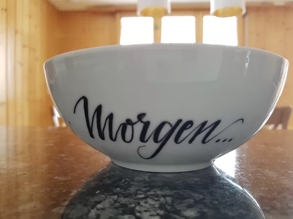 Müslischale "Ein guter Morgen ...hat Müsli im Mund."