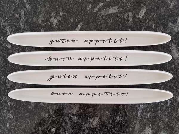 Apéroschalen "guten appetit!" und "buon appetito!"
