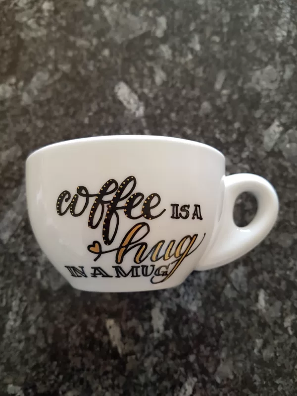 L - coffee is a hug in a mug
