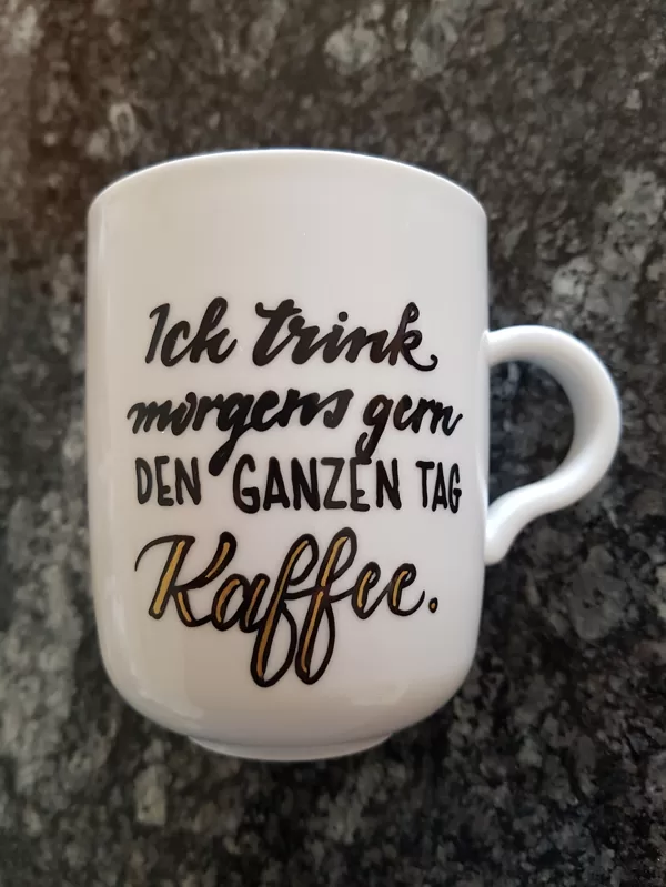 XL - Ich trink morgens gern den ganzen Tag Kaffee.